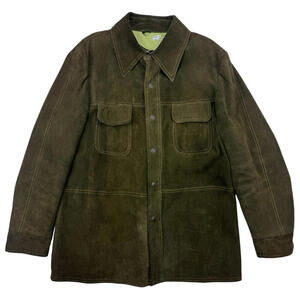William Barry Vintage Leather Suede Shirt Jacket Brown Size L